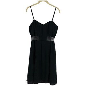 Lush Little Black Dress - cami strap mini dress w/ lace cutouts and trims M